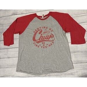 Chuy’s Tex Mex Long Sleeve T Shirt Size XL Red Gray Live And Tell Tag